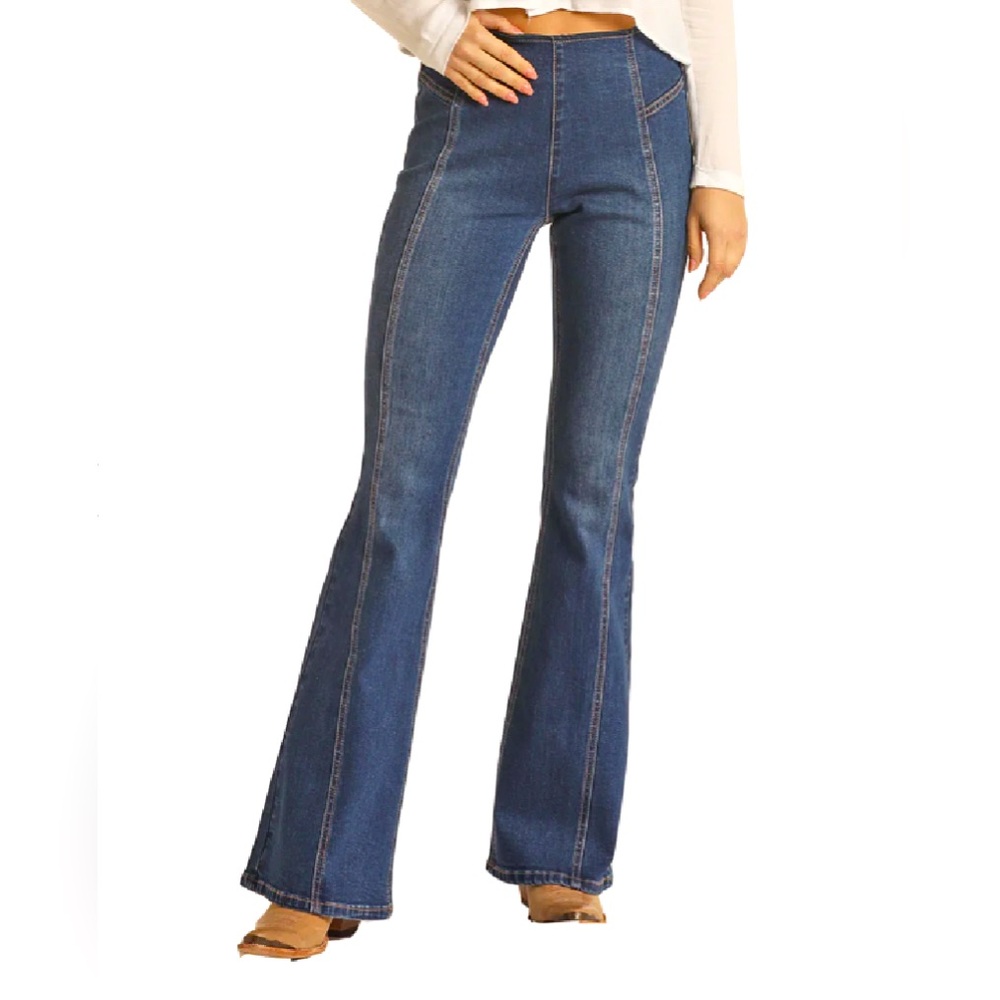 New With Tags ROCK & ROLL DENIM WOMEN'S PULL ON FLARE JEANS- Size 29 x 34